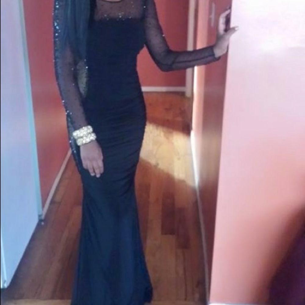 Beautiful black and nude prom dress